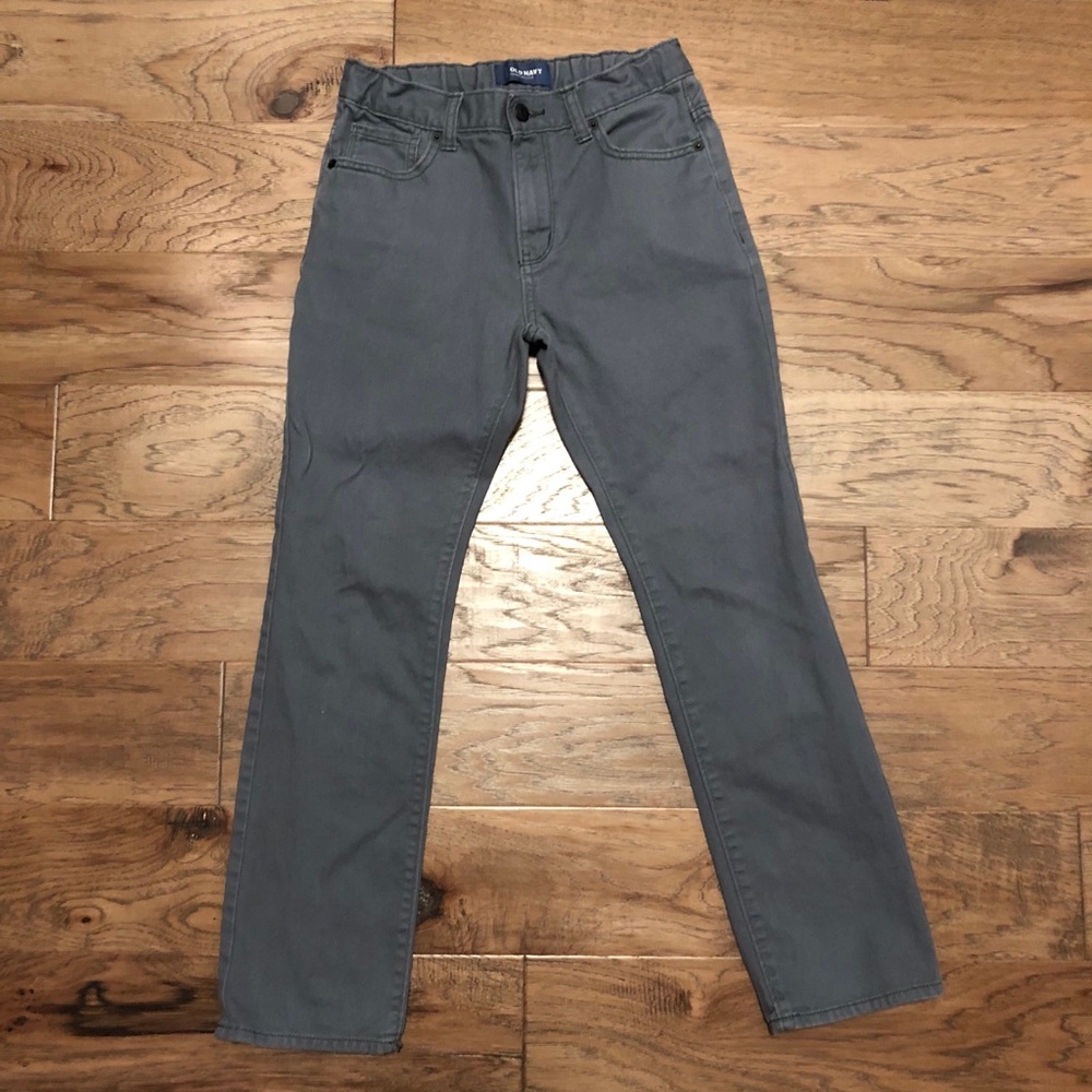 Dark gray jeans with adjustable waist